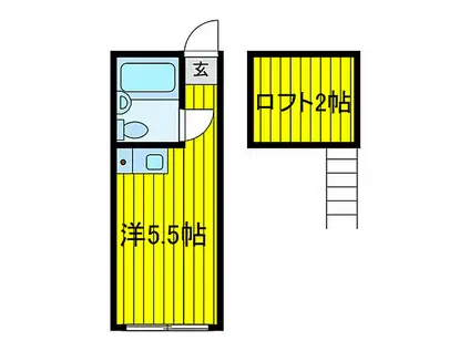 スカイコーポ(ワンルーム/1階)の間取り写真