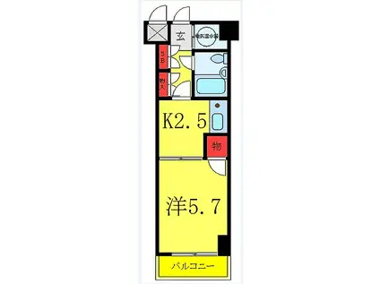 ライオンズマンション駒込六義園(1K/2階)の間取り写真
