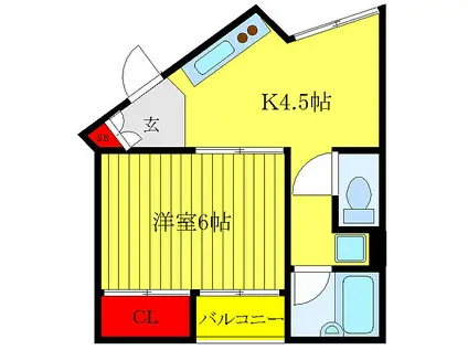 なり駒第3ビル(1DK/4階)の間取り写真