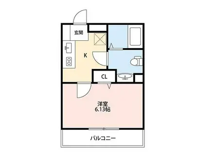 LA CASA FELICE(1K/2階)の間取り写真