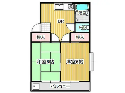 アーバンハイツ米ノ井(2DK/1階)の間取り写真