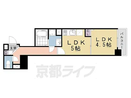 ベラジオ京都西大路II(1DK/4階)の間取り写真