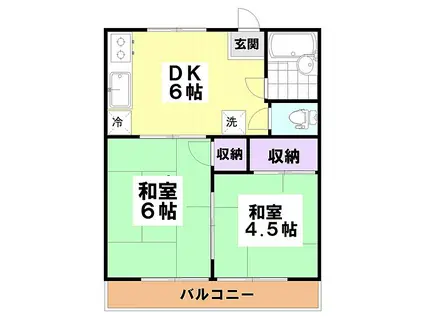 西武新宿線 沼袋駅 徒歩5分 2階建 築42年(2DK/2階)の間取り写真