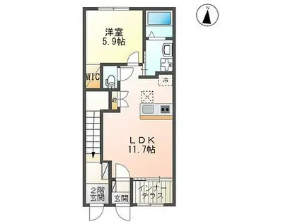 日立市石名坂町アパート(1LDK/1階)の間取り写真