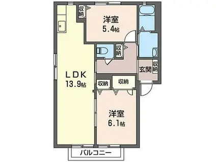 関ハイツ(2LDK/2階)の間取り写真