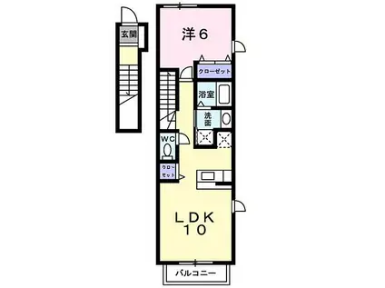 ハイグレードK(1LDK/2階)の間取り写真