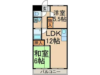 ニュー大隆ビル(2LDK/5階)の間取り写真