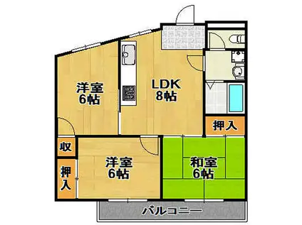 UJビル宝塚(3LDK/3階)の間取り写真