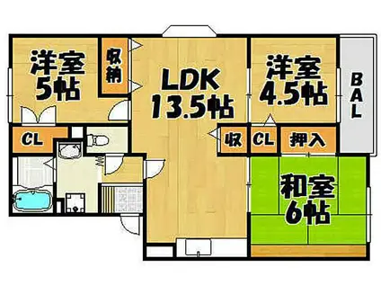 メゾンフルール(3LDK/3階)の間取り写真