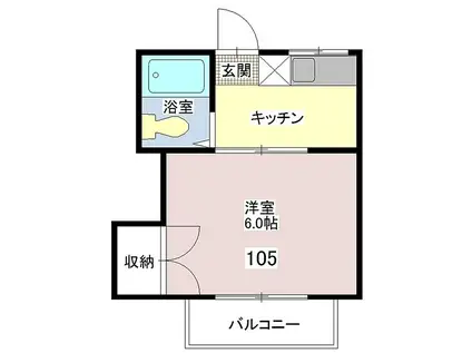 サンコート館山(1K/1階)の間取り写真