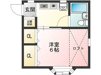 レディーストーワ(1K/2階)の間取り写真