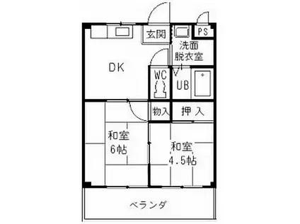 ユタカハイツ(2DK/2階)の間取り写真