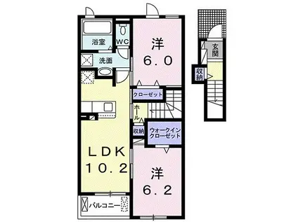 コンフォルタ東近江I(2LDK/2階)の間取り写真