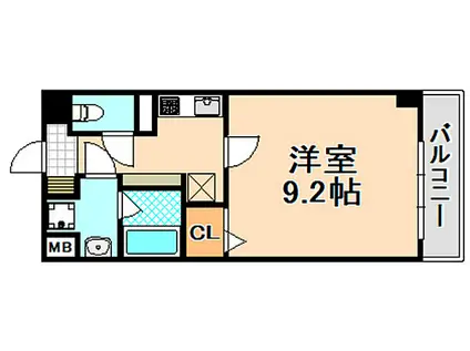 クレア・ド・ルーン伊丹(1K/1階)の間取り写真