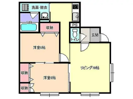 エスパニア砂川I(2LDK/1階)の間取り写真