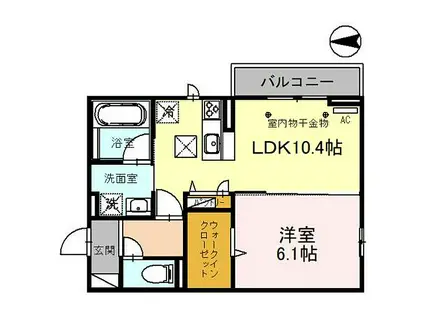 D-サウス(1LDK/1階)の間取り写真