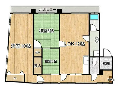 柳川マンション(3LDK/4階)の間取り写真