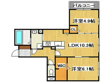 D-GRACE WISTERIA AKASHI(2LDK/3階)の間取り写真