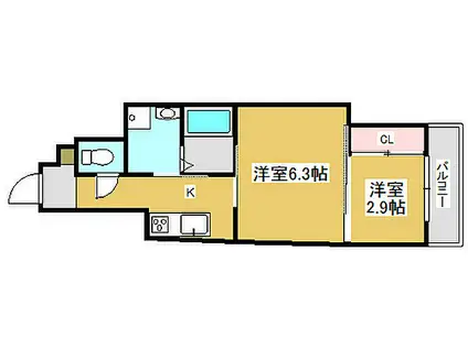 コティ加古川II(2K/1階)の間取り写真