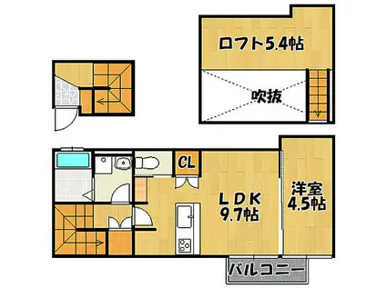 ブロンテ明石II(1LDK/2階)の間取り写真