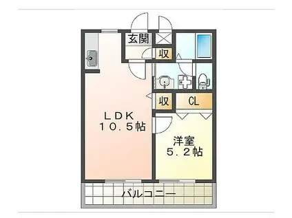 YKハイツ高丸(1LDK/3階)の間取り写真