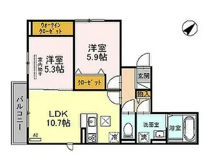 コーシェリ・アイ(2LDK/1階)の間取り写真