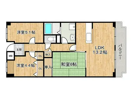 オルテンシア神戸(3LDK/5階)の間取り写真