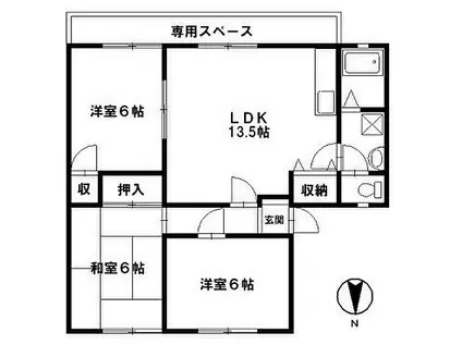 SUNLIFEA棟(3LDK/1階)の間取り写真