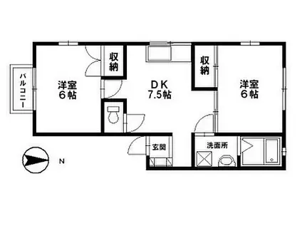 ローゼンハイム(2DK/2階)の間取り写真