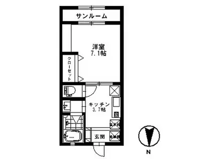 オンリーワン・藤(1K/2階)の間取り写真