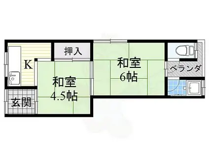 長栄寺町北棟宮澤文化(2K/2階)の間取り写真