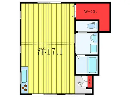 カーサK-SEVEN N(ワンルーム/1階)の間取り写真