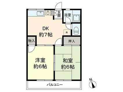 シティハイム富士(2DK/2階)の間取り写真