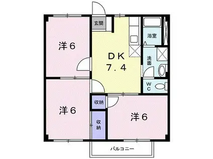 ブライトハウス串田 A棟(3DK/1階)の間取り写真