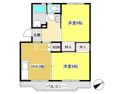 岡田マンション(2DK/2階)の間取り写真