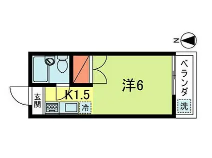 アローハイツ(1K/1階)の間取り写真