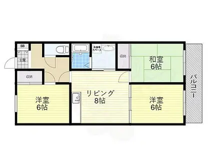 シャインハイツ入場(2LDK/3階)の間取り写真