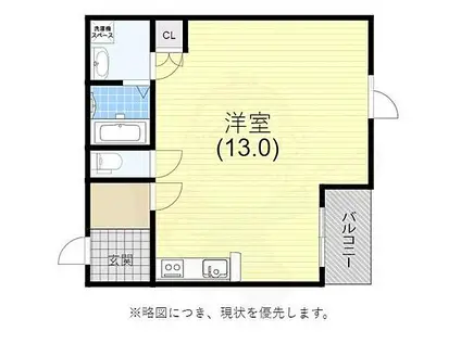 平野レジデンス(ワンルーム/2階)の間取り写真