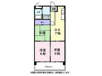 JR青梅線 羽村駅 徒歩13分 3階建 築36年(3DK/3階)の間取り写真