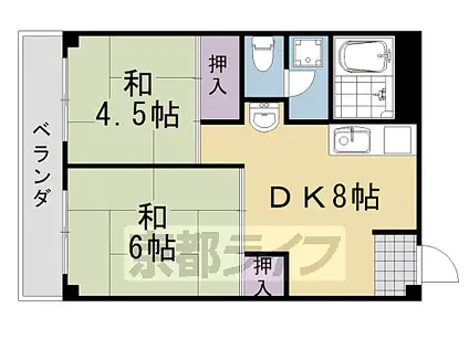 離宮リバーハイツ(2DK/3階)の間取り写真