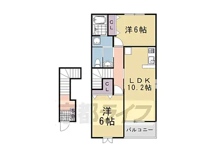 H&M木村(2LDK/2階)の間取り写真