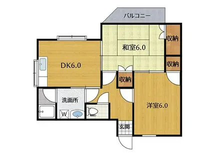 みずほマンション(2DK/2階)の間取り写真
