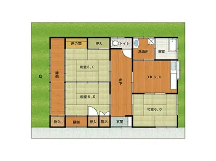 長崎電気軌道5系統 石橋駅(長崎) 徒歩21分 1階建 築60年(3DK)の間取り写真