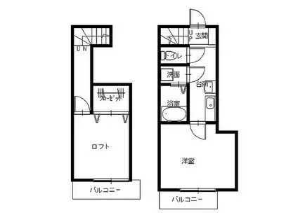 伊良林スカイコテージ(1K/2階)の間取り写真