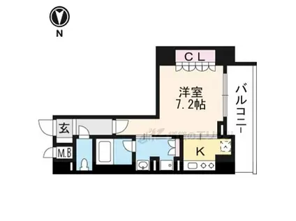 京都市営烏丸線 今出川駅 徒歩14分 7階建 築23年(1K/6階)の間取り写真