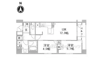 ブランズ御池西洞院(2LDK/3階)の間取り写真