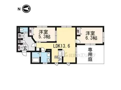 CASA葵東棟(2LDK/1階)の間取り写真