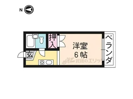 京都地下鉄東西線 西大路御池駅 徒歩10分 6階建 築38年(1K/3階)の間取り写真