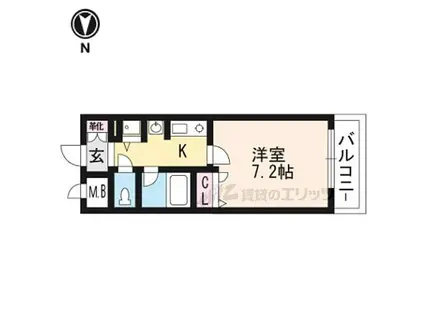京都市営烏丸線 五条駅(京都市営) 徒歩3分 8階建 築21年(1K/4階)の間取り写真