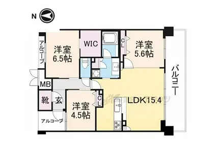 エステムコート京都紫野(3LDK/4階)の間取り写真